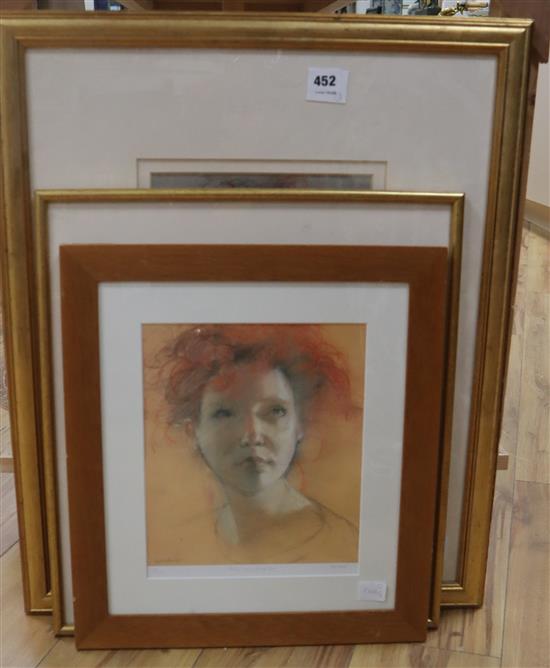 Alexandra Gardner (1945-) , two pencil and chalk portraits, signed, 32 x 22cm and 22 x 19cm and